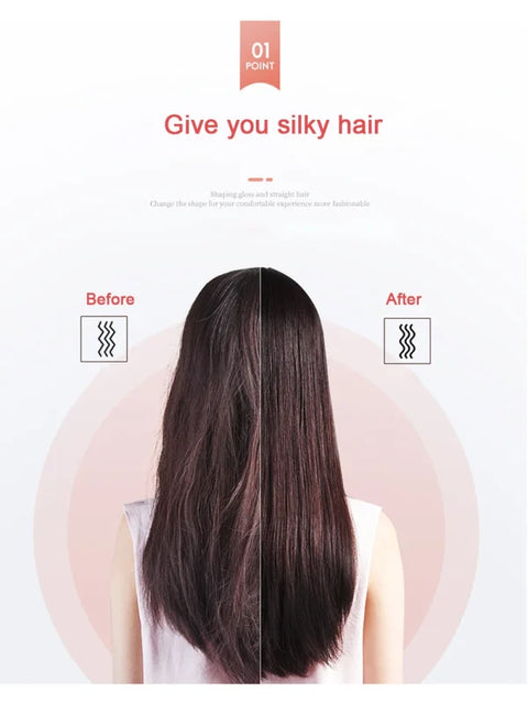 Professional Hair Straightener Brush – Anti-Scald Comb with 5 Temperature Settings