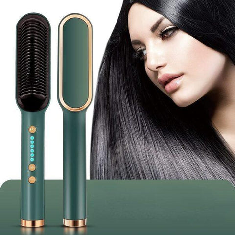 Professional Hair Straightener Brush – Anti-Scald Comb with 5 Temperature Settings